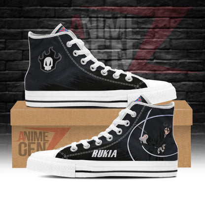 Bleach Rukia Kuchiki High Top Shoes Custom Anime Sneakers