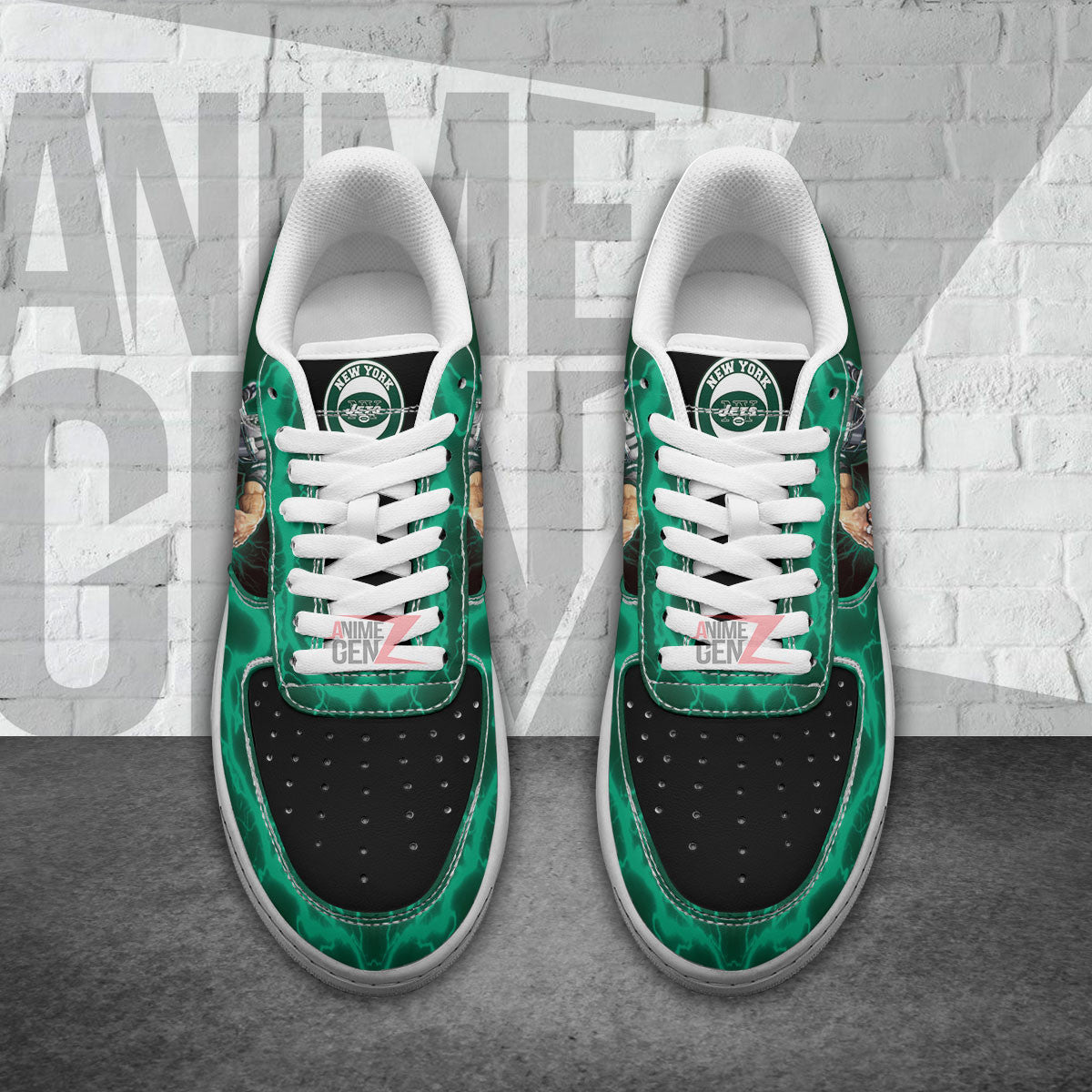 New York Jets Air Sneakers Mascot Thunder Style Custom NFL Sport Shoes